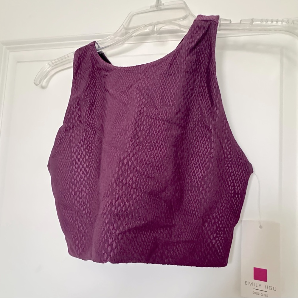 Emily Hsu Crossback Snakeskin Texture Sports Bra